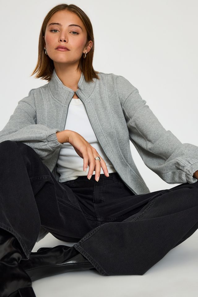 Pilcro 100% Cotton Seamed Slim Zip-Front Sweatshirt #2