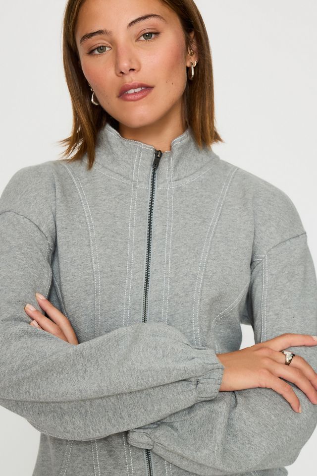 Pilcro 100% Cotton Seamed Slim Zip-Front Sweatshirt #4
