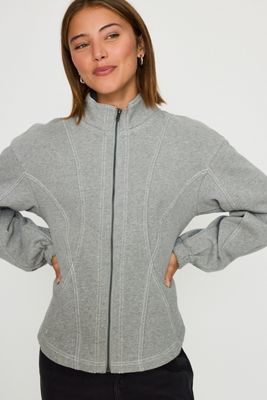 Pilcro 100% Cotton Seamed Slim Zip-Front Sweatshirt