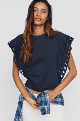 RAISONNEL 100% Cotton Cutwork Top