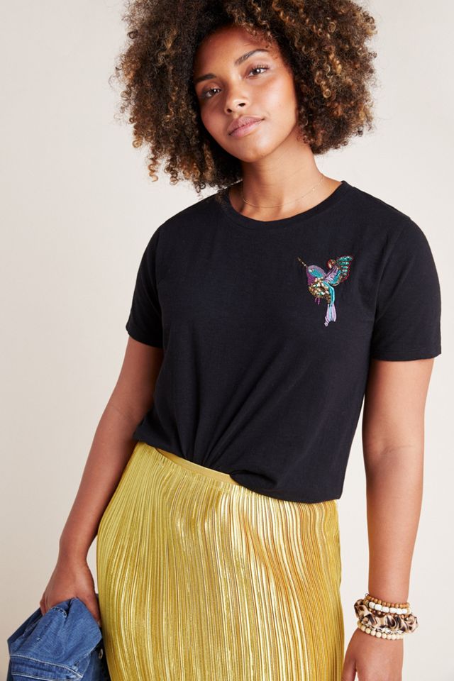 Hummingbird Embroidered Tee | Anthropologie