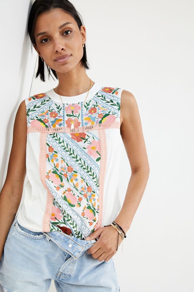 Embroidered High-Neck Top | Anthropologie