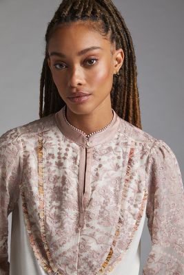 Ruffled Embroidered Top | Anthropologie