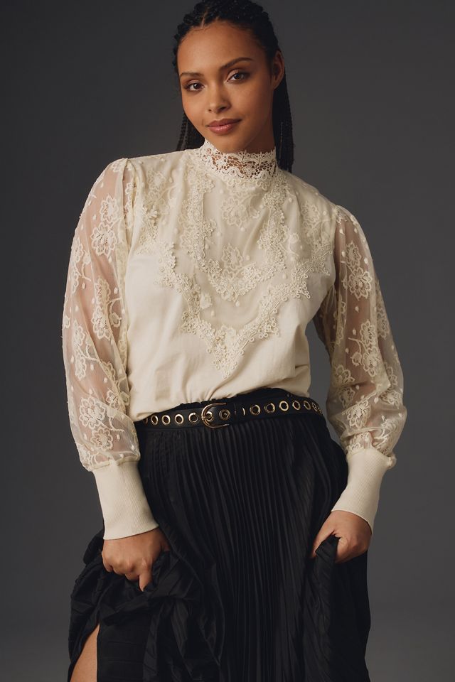 Tiny Oriana Long-Sleeve Lace Top #4