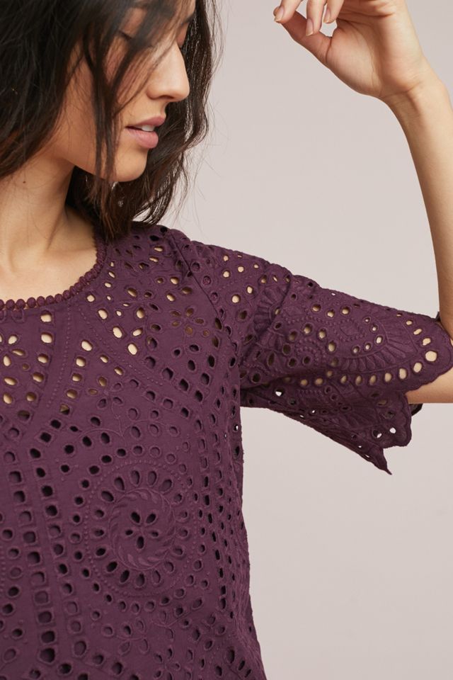 Eyelet Boat Neck Top #1