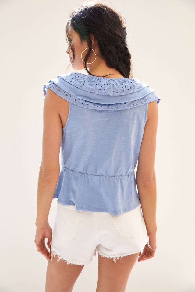 Jodi Ruffled Eyelet Crop Top #1