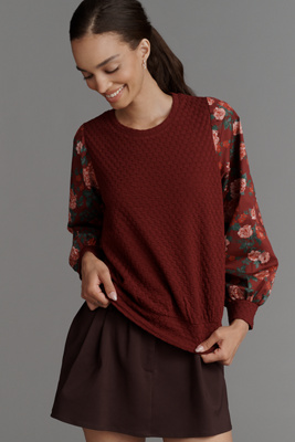 Porridge Textured Sweatshirt In Burgundy