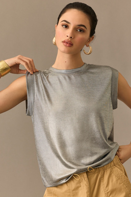 Porridge Shine Muscle Tee In Silver