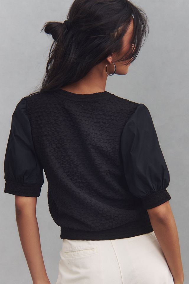 Porridge Puff-Sleeve Pullover Top #2