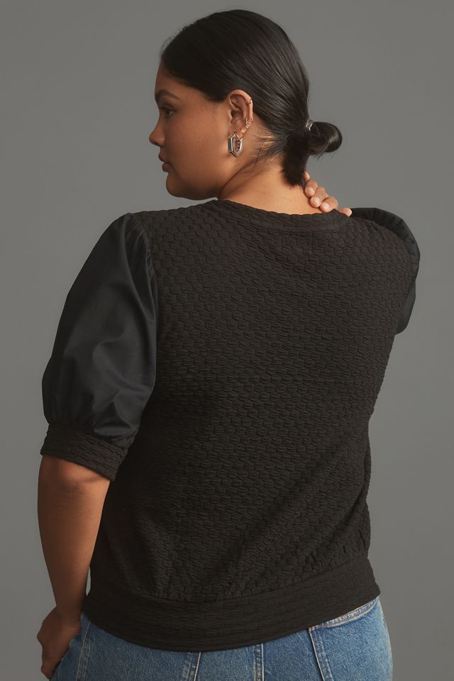 Porridge Puff-Sleeve Pullover Top #4