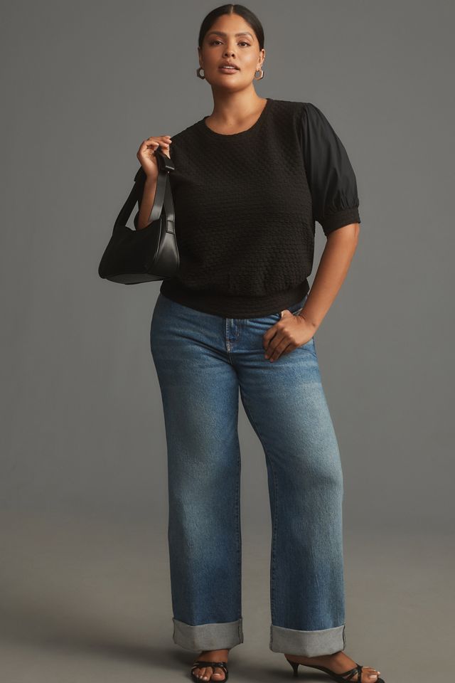 Porridge Puff-Sleeve Pullover Top #5