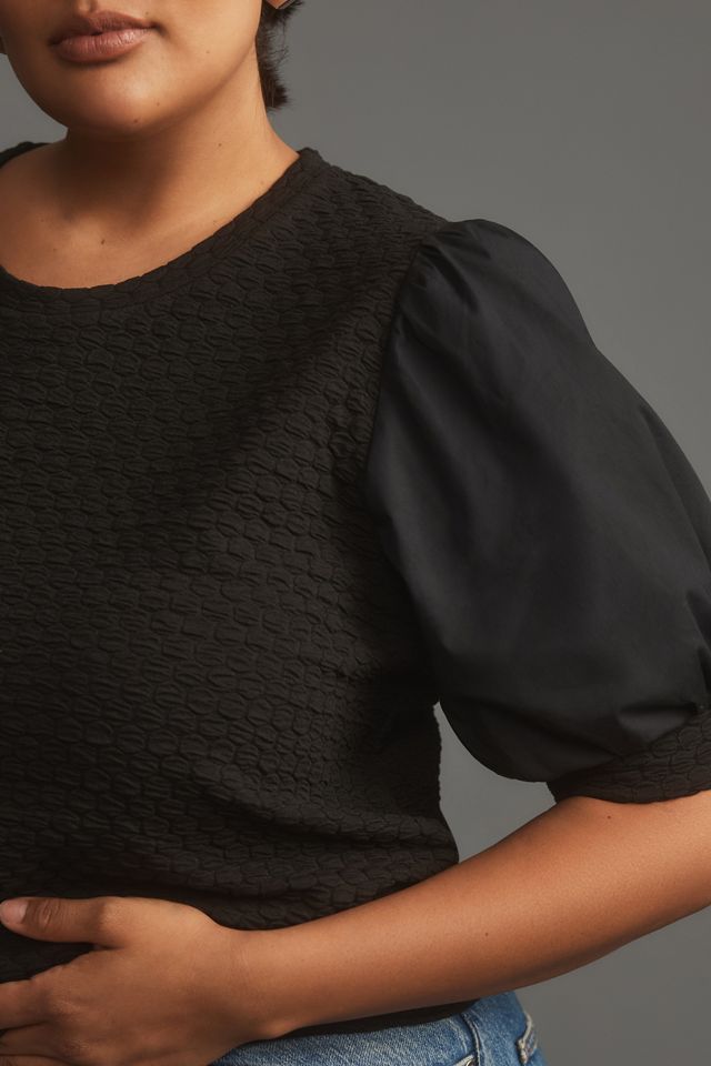 Porridge Puff-Sleeve Pullover Top #6