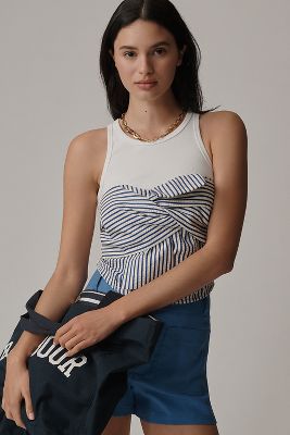 PORRIDGE STRIPED BOW TWOFER TOP 