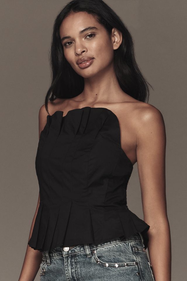 Porridge Ruffled Peplum Strapless Corset Top #1