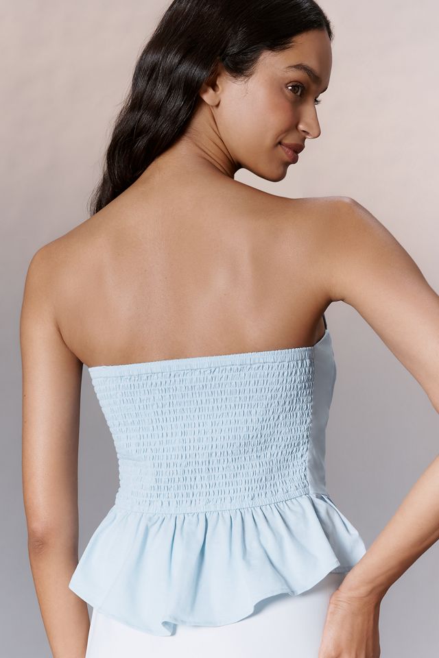 Porridge Ruffled Peplum Strapless Corset Top