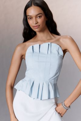 Porridge Ruffled Peplum Strapless Corset Top