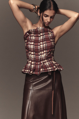 Porridge Ruffled Peplum Strapless Corset Top product page