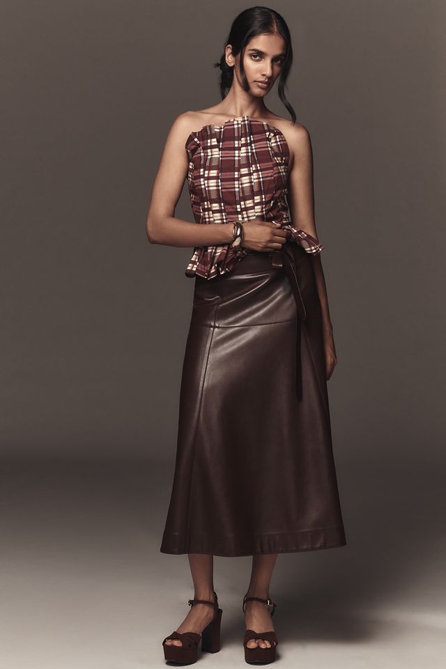 Porridge Ruffled Peplum Strapless Corset Top #3