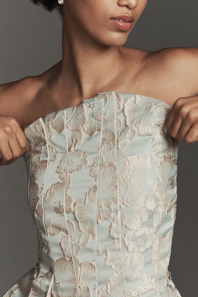 Porridge Strapless Pleated Peplum Top #2