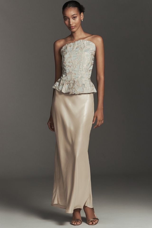 Porridge Strapless Pleated Peplum Top #3