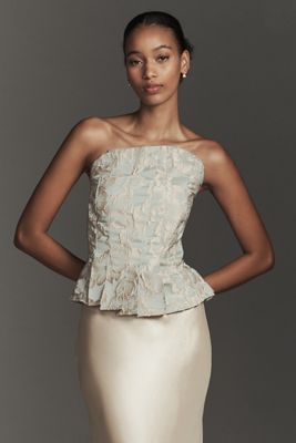 Porridge Strapless Pleated Peplum Top