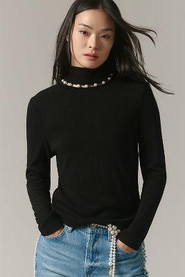 Design History Pearl-neck Top In Black