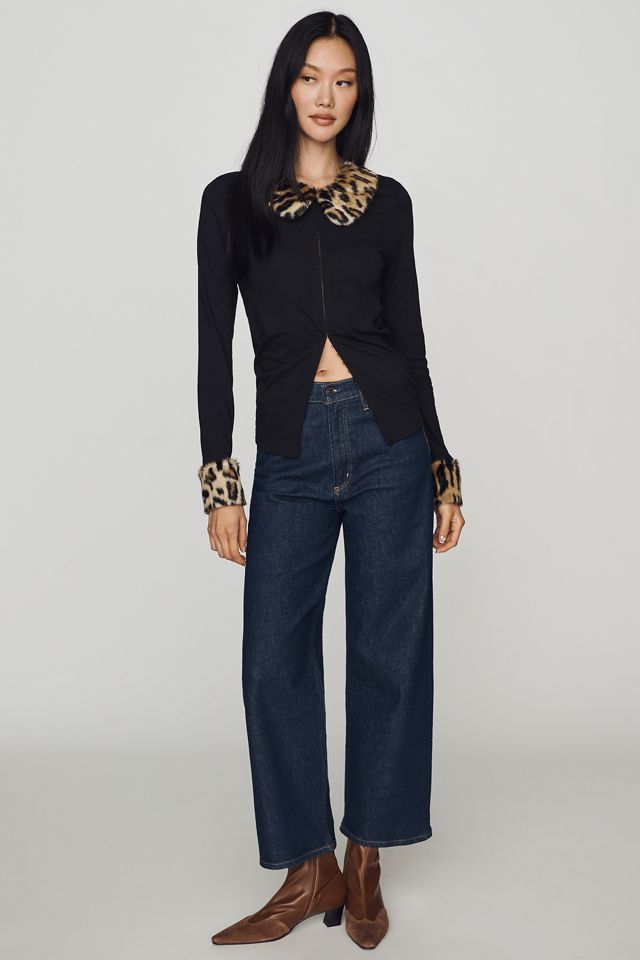 Anna Sui Cotton Leopard Contrast Cardigan #1