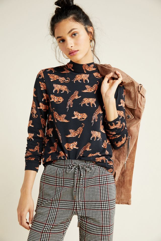 Anthropologie Geripptes Muskelshirt Mit Rollkragen Strickpullover