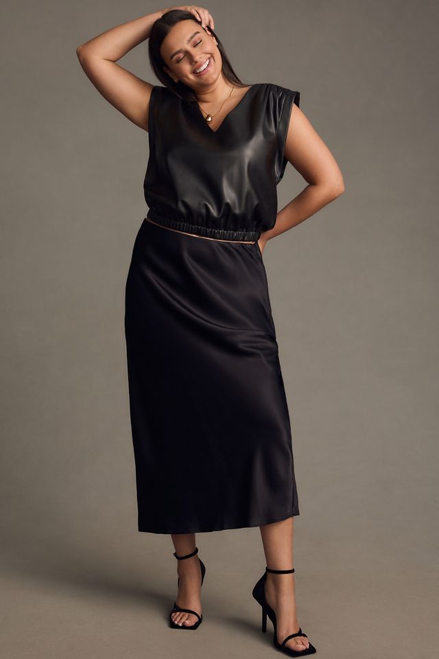 slim fit dress slacks Bishop & Young Malone Faux Wrap Mini Dress with Chain Straps in Black Xs