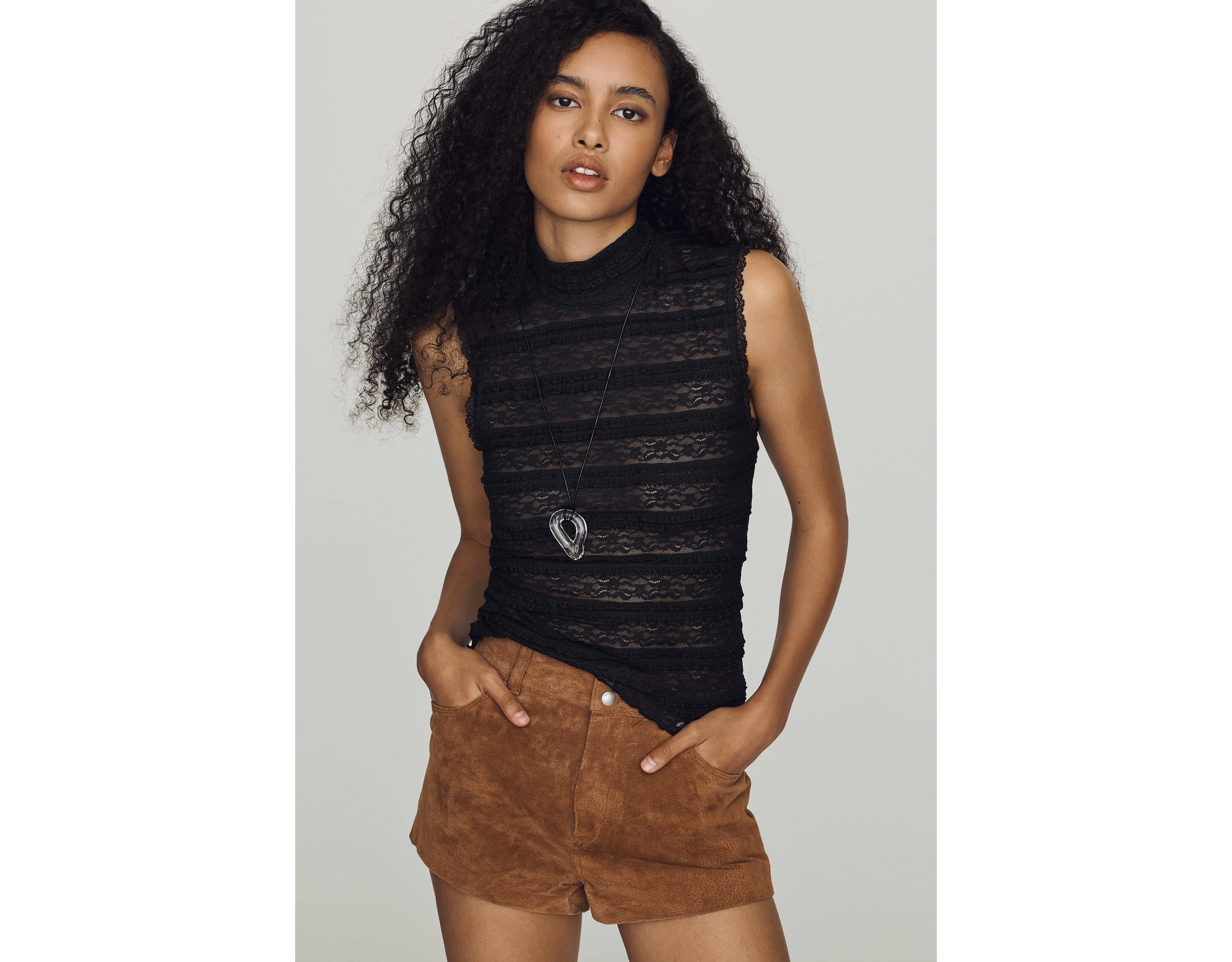By Anthropologie Lace Ruffle Tank