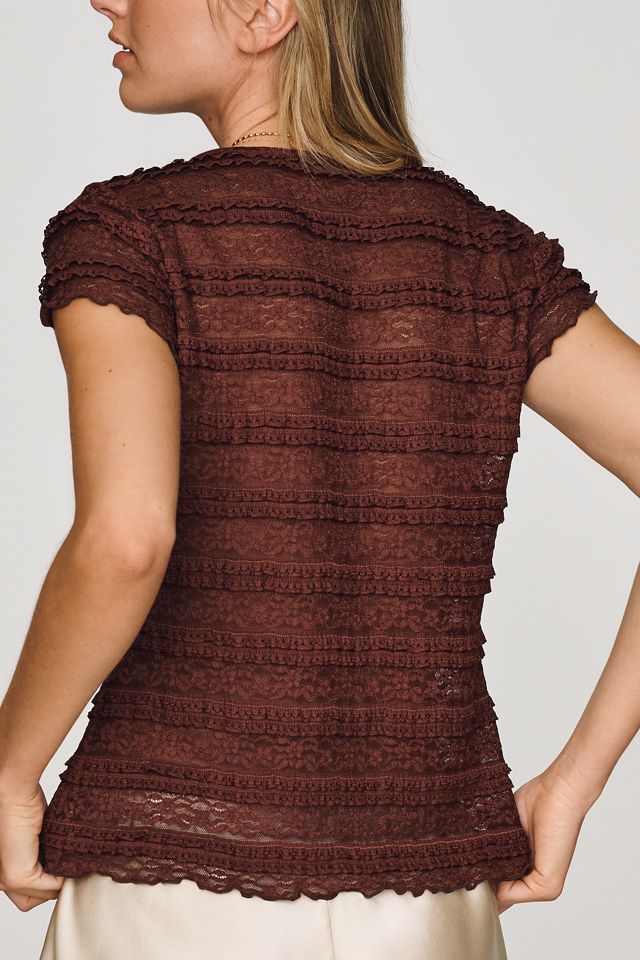 By Anthropologie Lace Ruffle Baby Tee #2