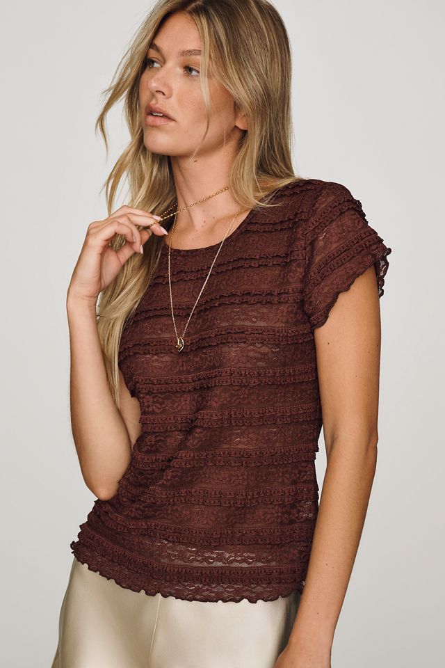 By Anthropologie Lace Ruffle Baby Tee #1