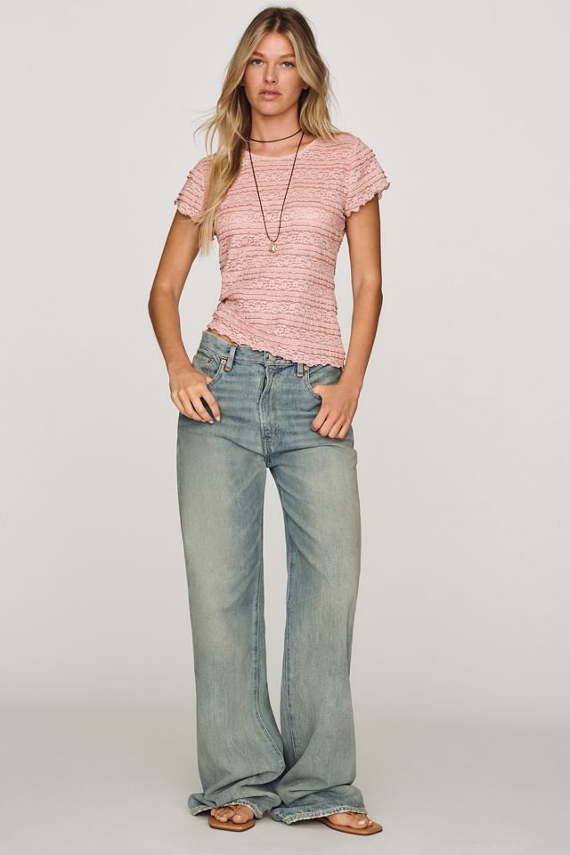 By Anthropologie Lace Ruffle Baby Tee #3
