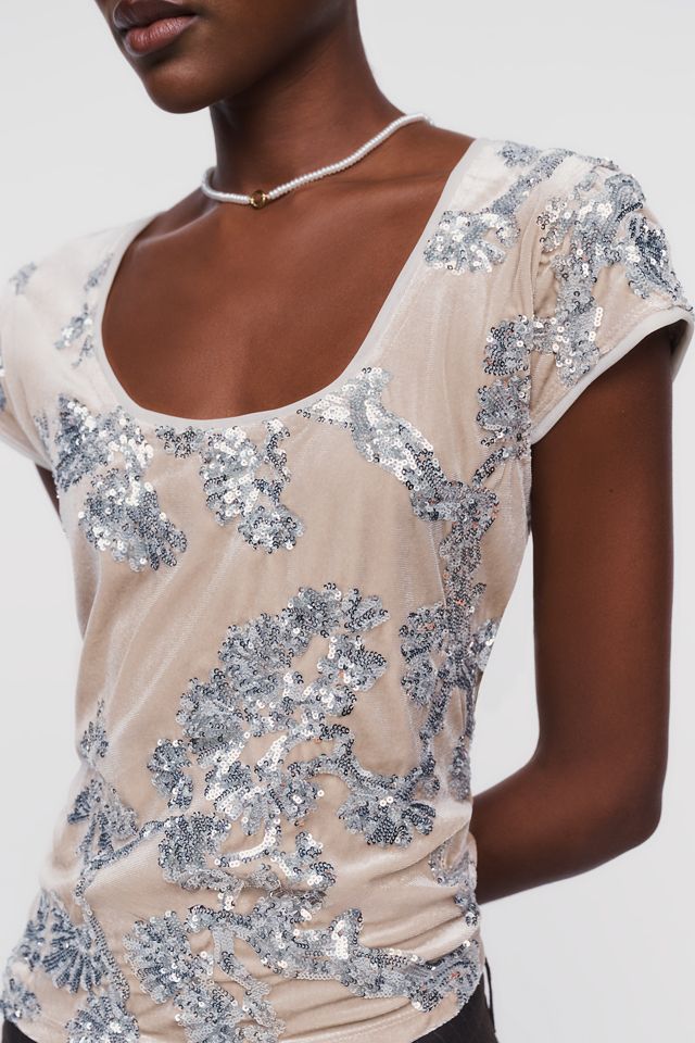 Maeve Embellished Scoop Neck Top #3