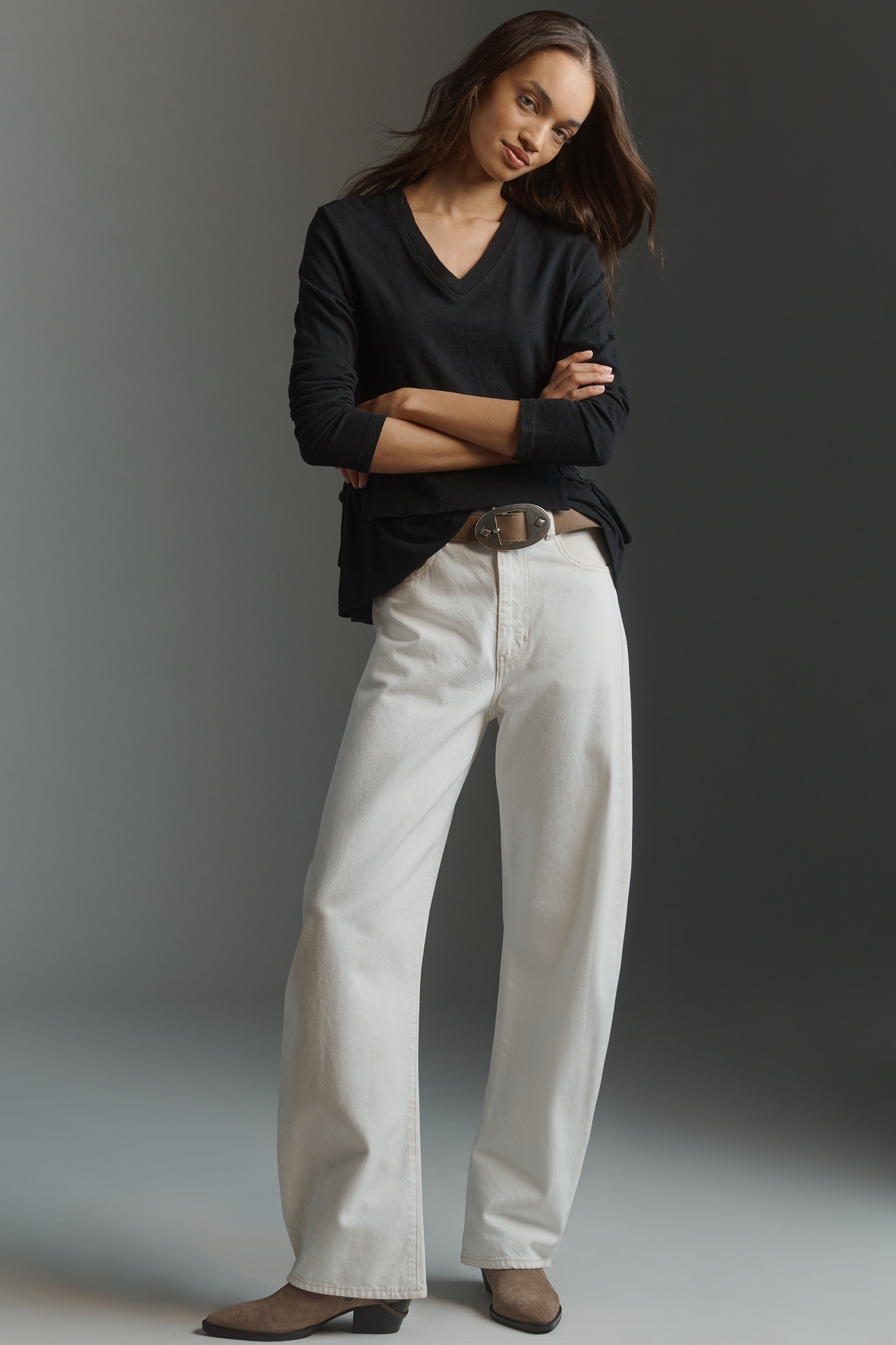 Wilt Long-Sleeve Mixed Media Double Layer Top