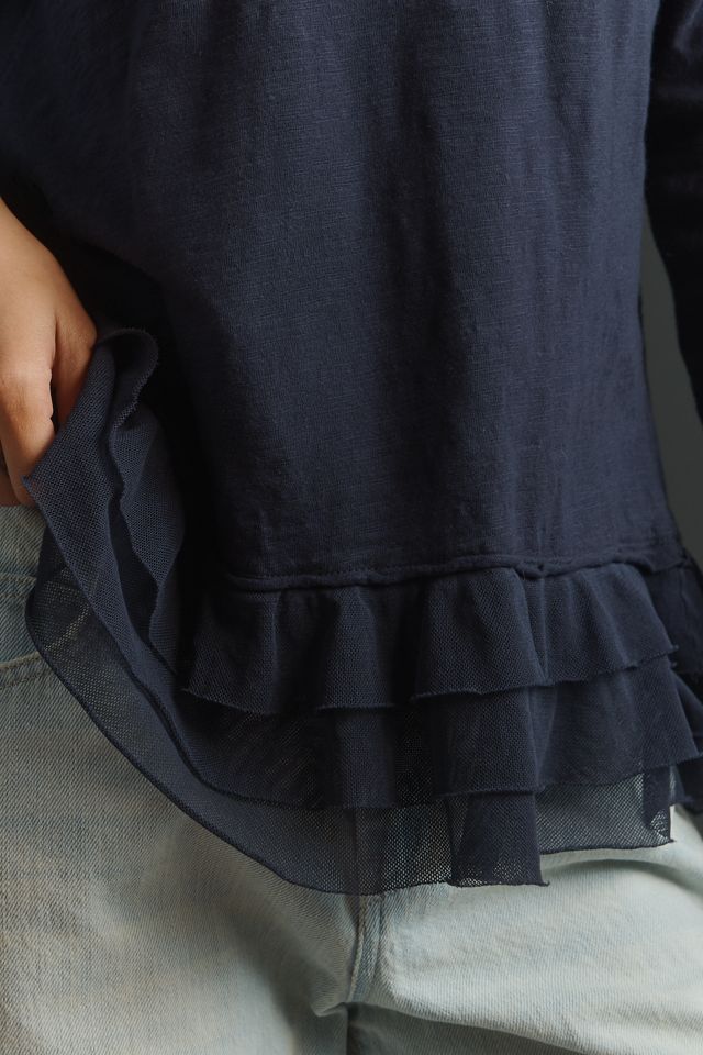 Wilt Long-Sleeve V-Neck Mixed Media Top #2