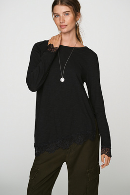 Wilt 100% Cotton Lace Trimmed Asymmetrical Tunic by Anthropologie