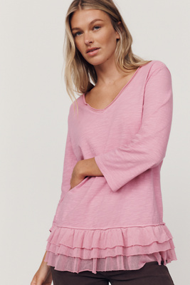 Wilt 100% Cotton Mixed-media Tee In Pink