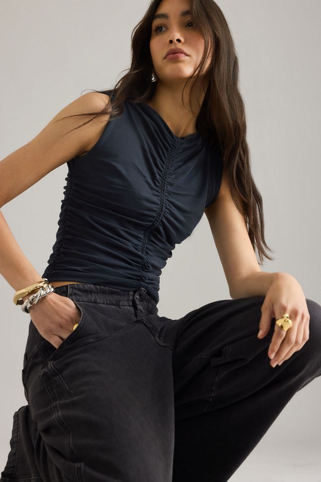 By Anthropologie Sleeveless Ruched-Front Top #3