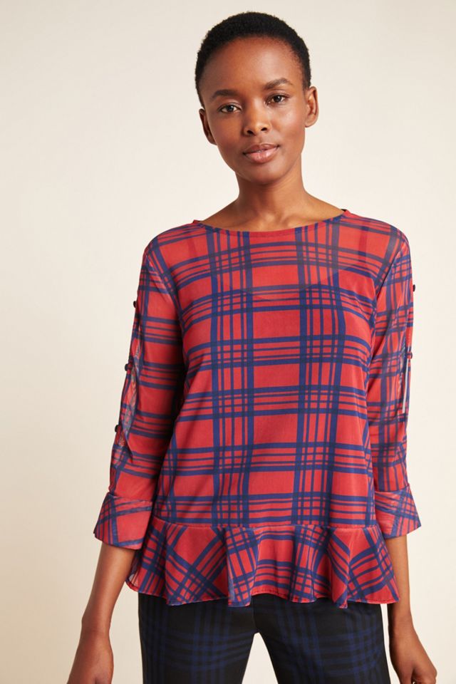 Piper Flounced Plaid Top #3
