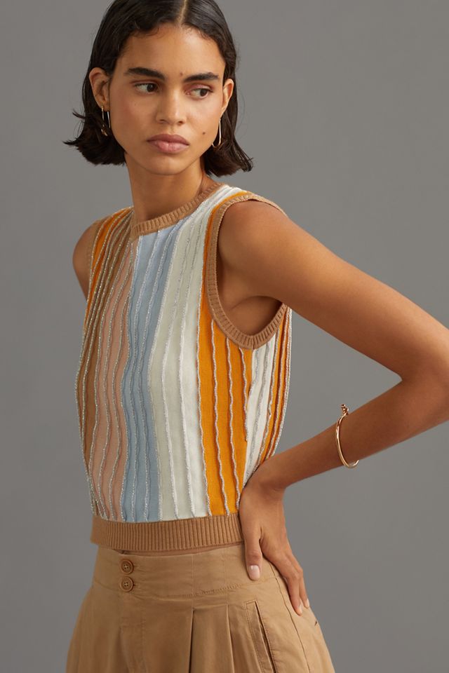 Eva Franco Shimmer-Striped Sweater Tee