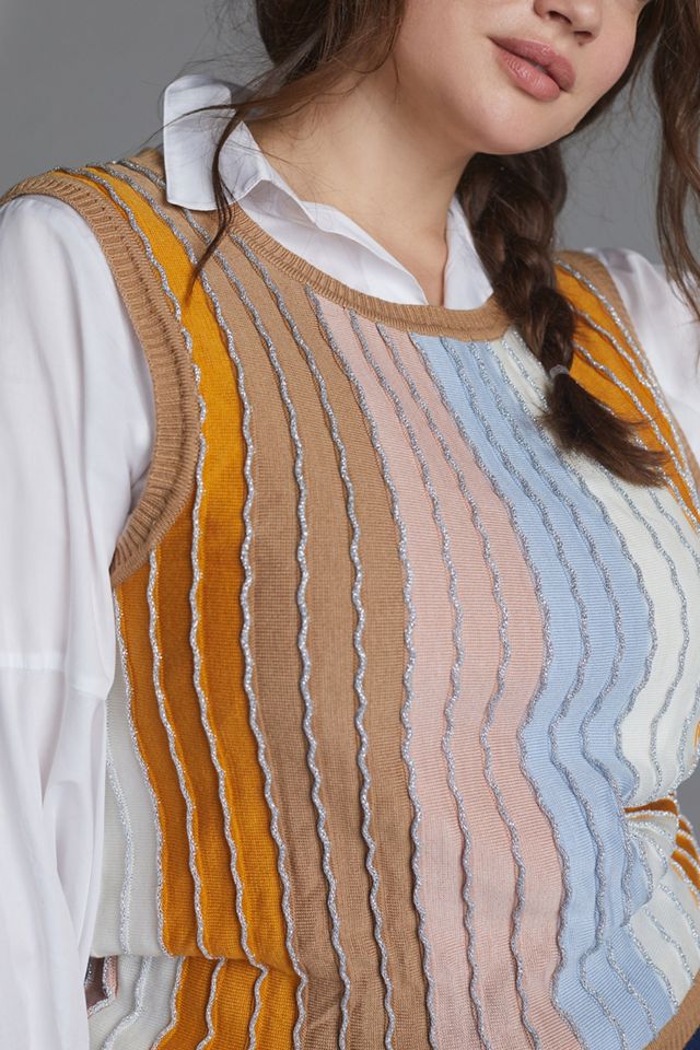 Eva Franco Shimmer-Striped Sweater Tee #4