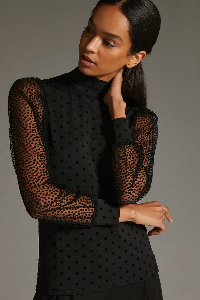 Anthropologie polka dot hot sale top