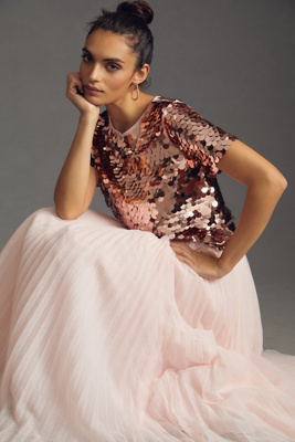 Eva Franco Sequin Tee In Pink