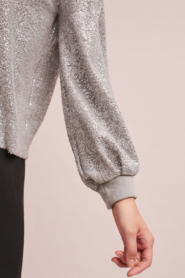 Roberta Pleated Sleeve Metallic Sweatshirt #3
