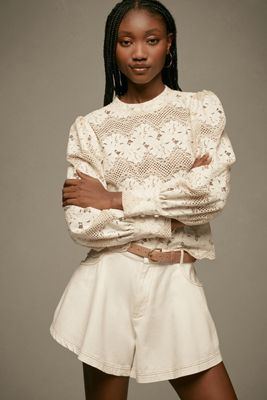 Dolan Left Coast Mock-Neck Lace Blouse