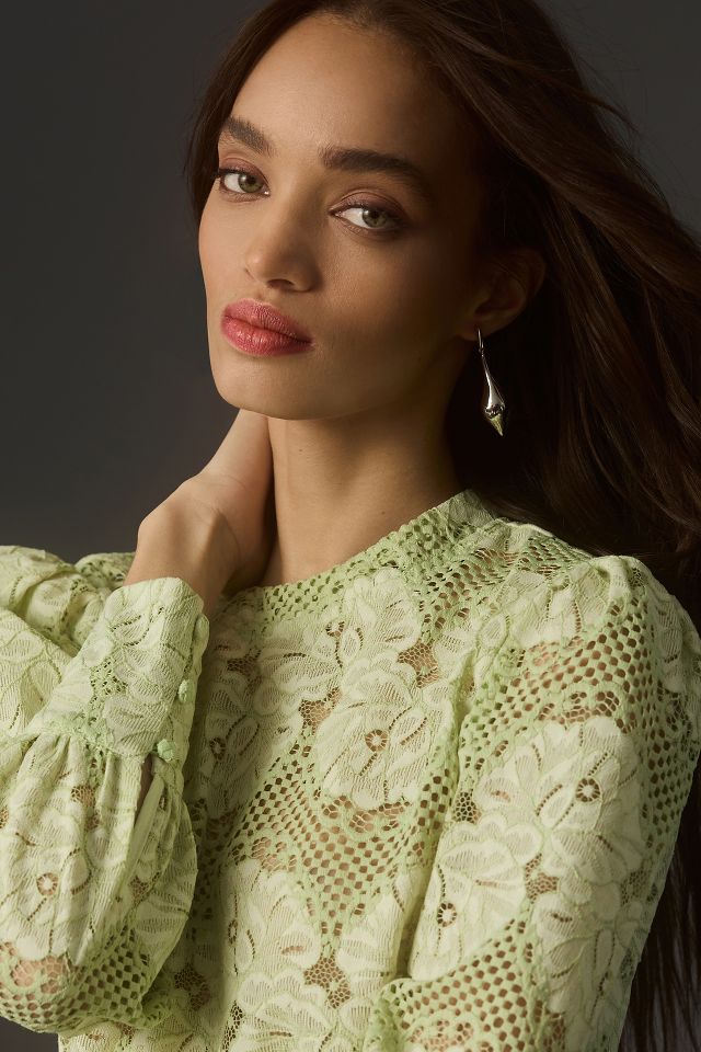 Anthropologie Dolan Left Coast Mock-Neck Lace Blouse