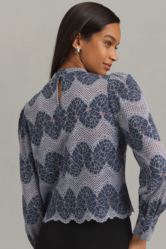 Dolan Left Coast Mock-Neck Lace Blouse #1