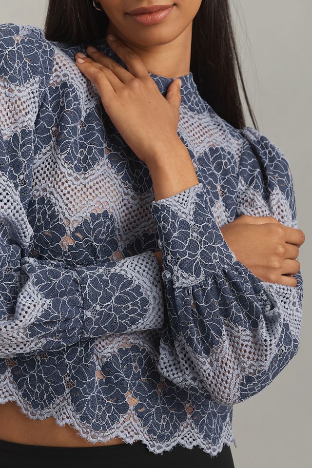 Dolan Left Coast Mock-Neck Lace Blouse #4