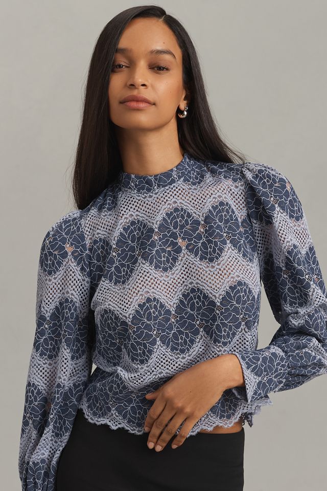 Dolan Left Coast Mock-Neck Lace Blouse #2